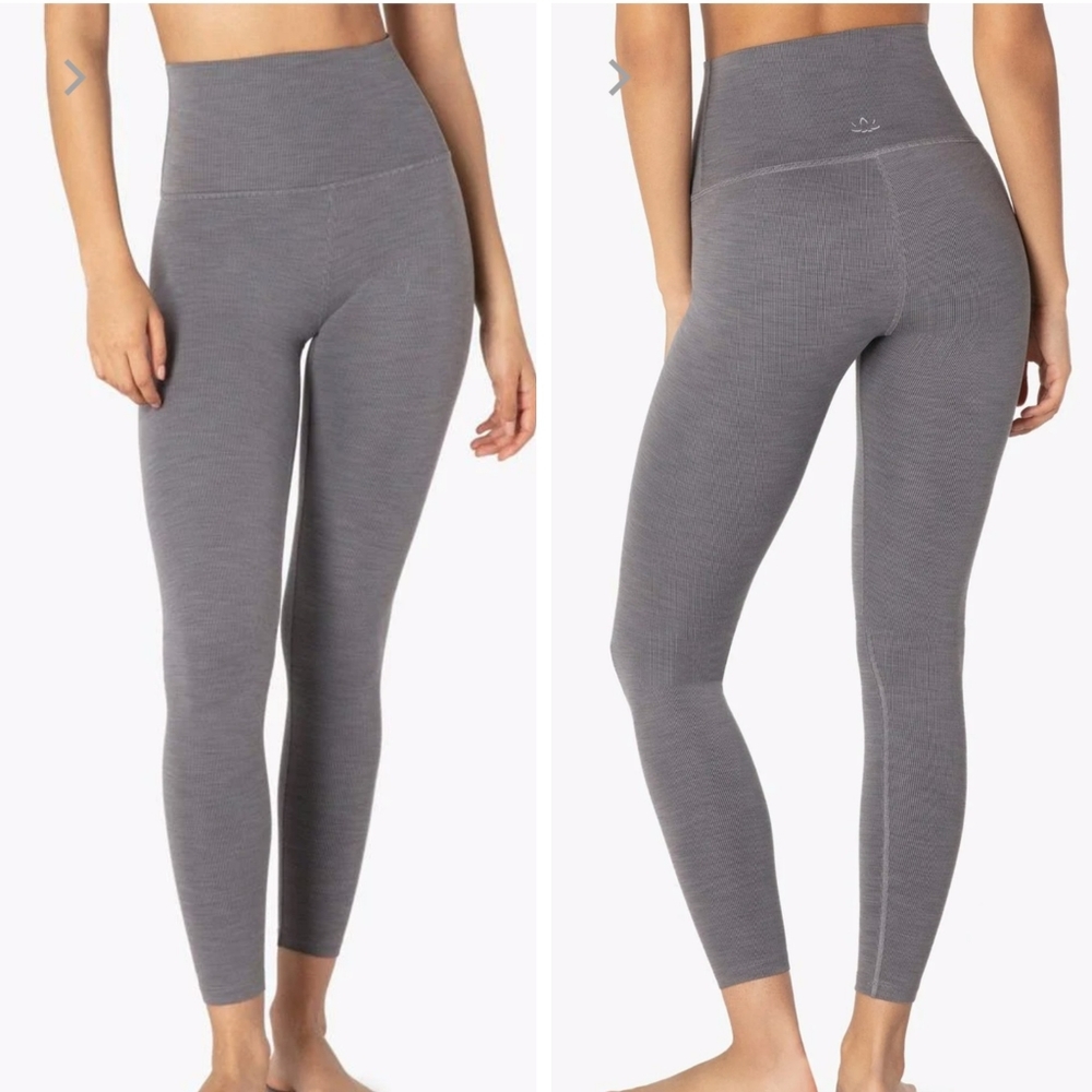 Beyond Yoga High-Waist Gray Ribbed Leggings